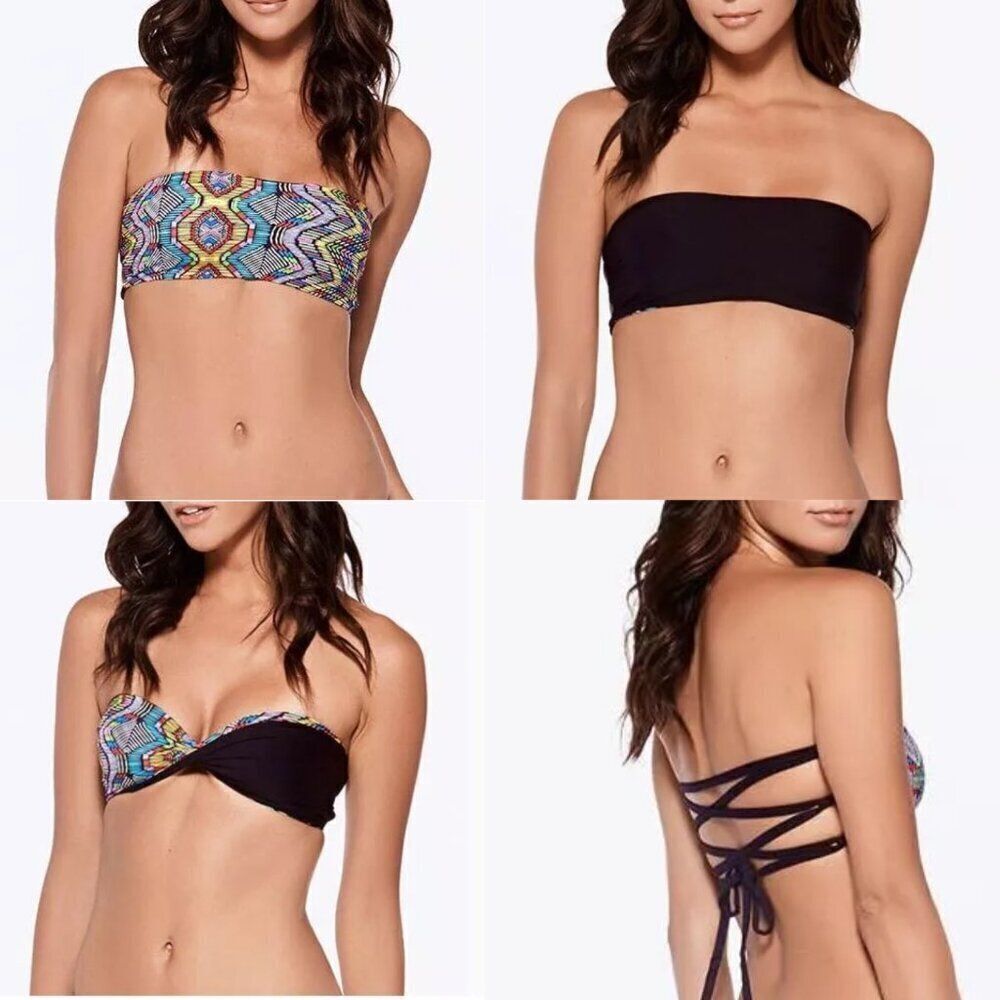 L*Space Ixtapa Byrdie 3-Way Reversible Lace Up Bandeau Top Sz. XS NWT